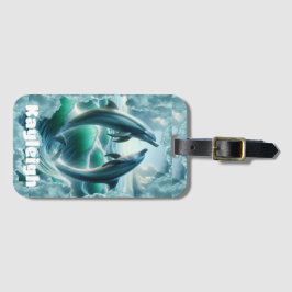Monogram Blue Teal Dolphins Ocean | Bagagebricka
