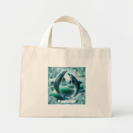 Monogram Blue Teal Dolphins Ocean | Mini Tygkasse