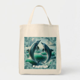 Monogram Blue Teal Dolphins Ocean | Tygkasse