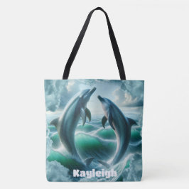 Monogram Blue Teal Dolphins Ocean | Tygkasse