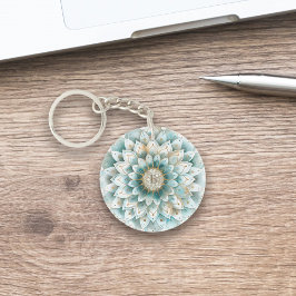 Monogram Blue Teal Guld Blommigt Mandala