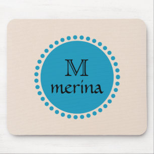 Monogram Blue Teal Guld Circle Musmatta