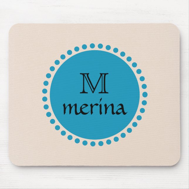 Monogram Blue Teal Guld Circle Musmatta (Framsidan)