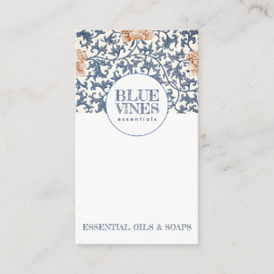 Monogram Blue Vines Rosa Flowers Craftsperson Visitkort