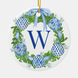 Monogram Blue & White Chinoiserie Wandeene Julgransprydnad Keramik