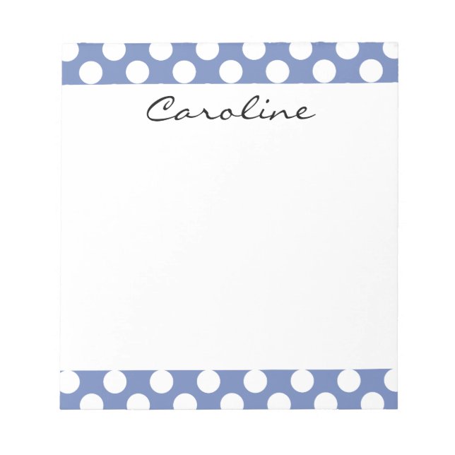 Monogram Blue White Trendig Roligt Polka Dot Mönst Anteckningsblock (Framsida)