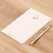 Monogram Blush Pink Elegant Ornate Rose Gold Crest