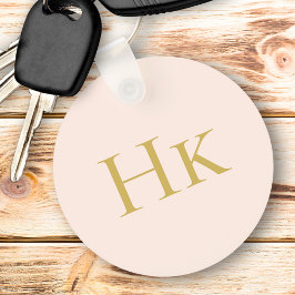 Monogram Blush Pink Gold Elegant Chic Monogrammed Nyckelring