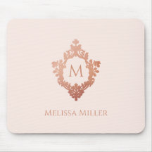 Monogram Blush Rosa Guld Kam Namn Elegant