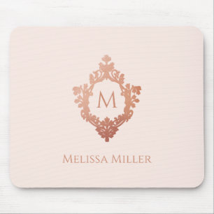 Monogram Blush Rosa Guld Kam Namn Elegant Musmatta