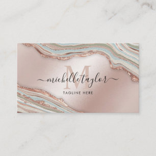 Monogram Boho Earth Tones Agate Ro Guld Visitkort