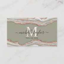 Monogram Boho Earth Tones Agate Sage Grönt