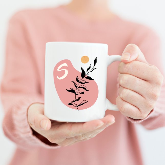 Monogram boho eukalyptus med Sol Kaffemugg (Skapare uppladdad)
