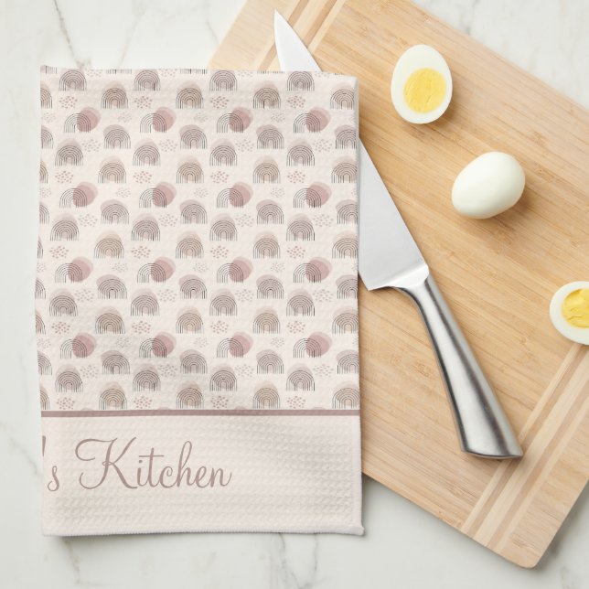 Monogram Boho Regnbåge Abstrakt Beige Krämfärgad R Kökshandduk (Vikt i Fjärdedel)