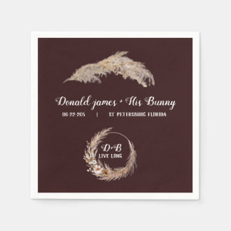 Monogram Boho Terracotta Bränn bruna Bröllop Napki Pappersservett