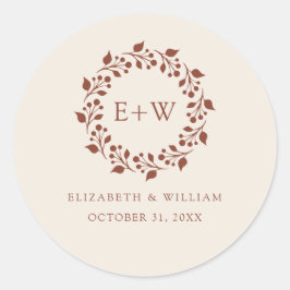 Monogram Boho Terracotta Burnt Orange Sticker Runt Klistermärke