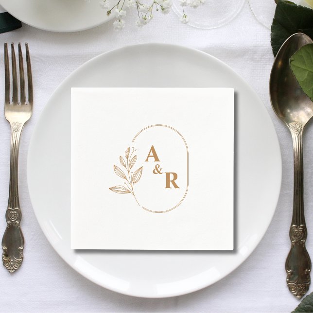 Monogram Boho Terrakotta Bröllopspapper med eget t Pappersservett (Skapare uppladdad)