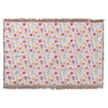 Monogram Boho Vildblomma Rosa Orangefärgad Lila Bl