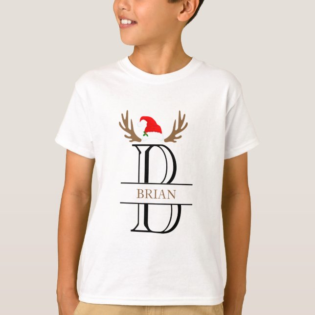 Monogram Bokstav B Xmas Namn Roligt Jul T Shirt (Framsida)