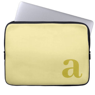 Monogram Bokstav Blekgul & Senap Minimalistisk Laptop Fodral