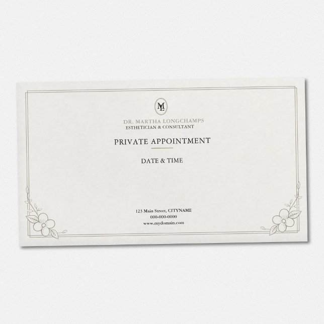 Monogram Bokstav - Exklusiv Uppdragskort Visitkort (Monogram Letter - High-End Appointment Card)