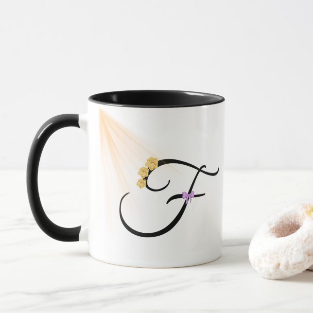 Monogram Bokstav F Kaffe Mugg (Med munk)