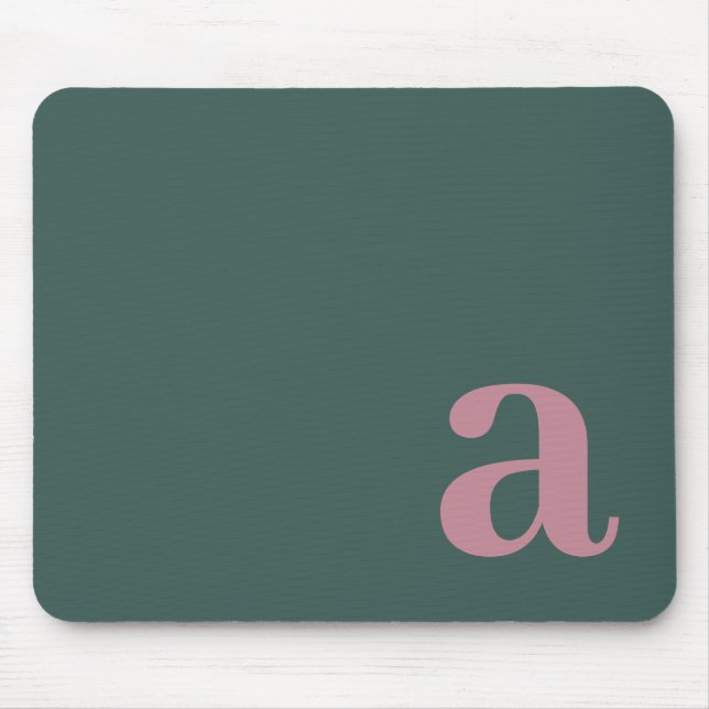 Monogram Bokstav Havsgrön & Lila Minimalistisk Musmatta (Framsidan)