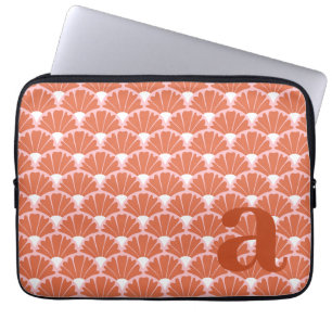 Monogram Bokstav Initial Röd Vintage Mönster Laptop Fodral