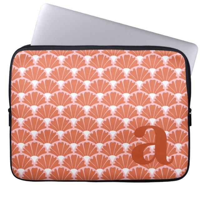 Monogram Bokstav Initial Röd Vintage Mönster Laptop Fodral (Framsidan)