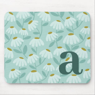 Monogram Bokstav Initial Turkos Blommotiv Musmatta
