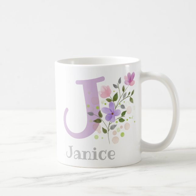 Monogram Bokstav J & Kristet Namn Kaffemugg (Höger)