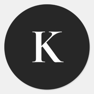 Monogram Bokstav K Klistermärke – Svart & Vitt Min