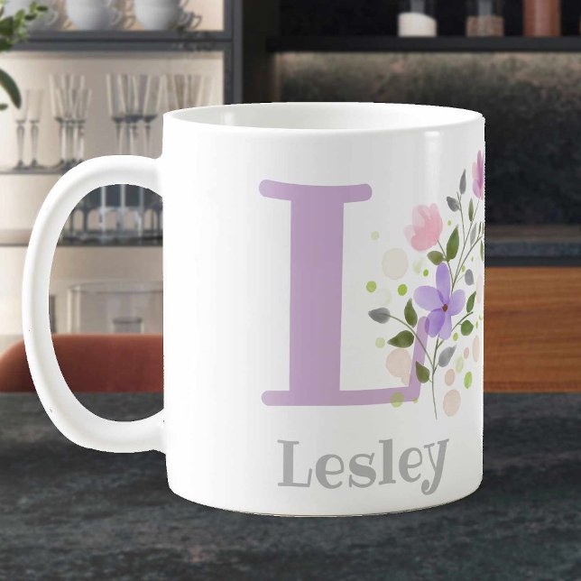 Monogram Bokstav L & Kristet Namn Kaffemugg (Skapare uppladdad)