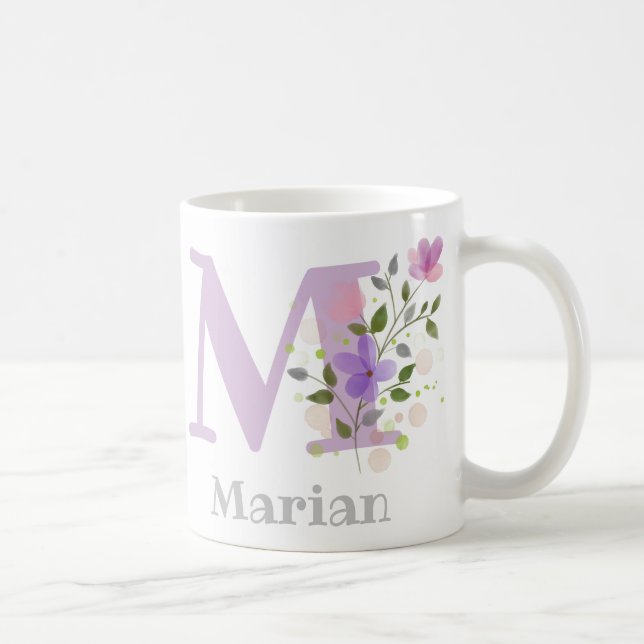 Monogram Bokstav M & Kristet Namn Kaffemugg (Höger)