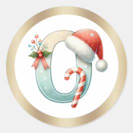 Monogram bokstav O, tomteluva jul dekal Runt Klistermärke
