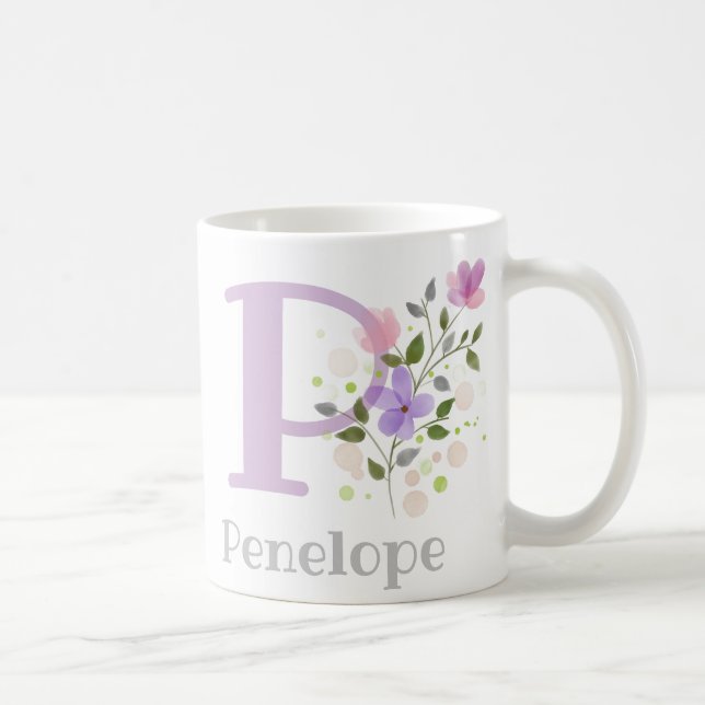 Monogram Bokstav P & Kristet Namn Kaffemugg (Höger)