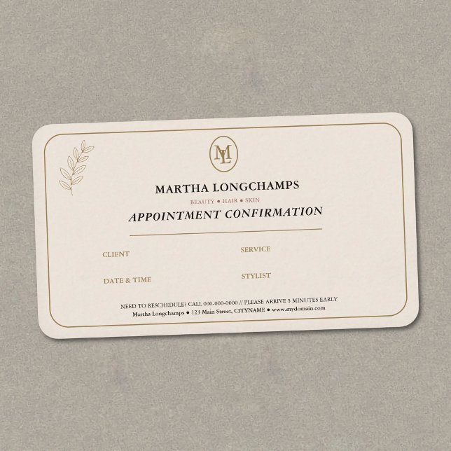 Monogram Bokstav - Premium Möteskort Visitkort (Monogram Letter - Premium Appointment Card)