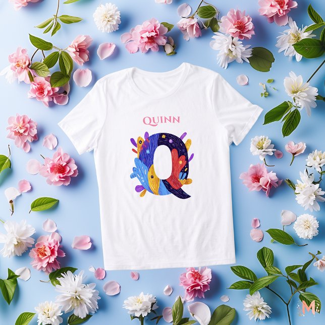 Monogram - Bokstav Q Konstnärlig Födelsedagspresen T Shirt (Skapare uppladdad)