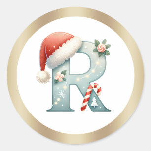 Monogram bokstav R, tomtehatt jul Klistermärke