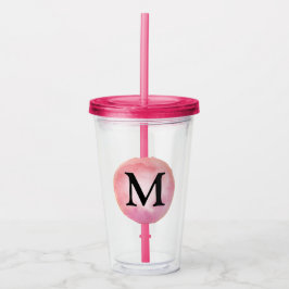 Monogram Bokstav Rosa Akvarell Flicka Take Away Mugg