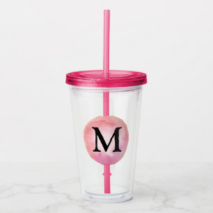 Monogram Bokstav Rosa Akvarell Flicka Take Away Mugg