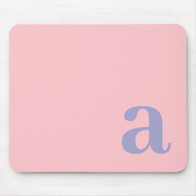 Monogram Bokstav Rosa & Blå Minimalistisk Musmatta (Framsidan)