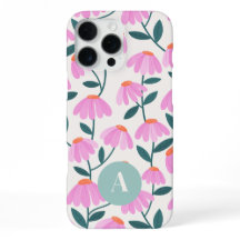 Monogram Bokstav Rosa Blommig Tusenskönor Mönster