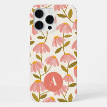 Monogram Bokstav Rosa Blommig Tusenskönor Mönster