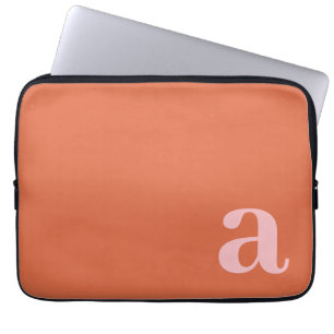 Monogram Bokstav Rosa & Röd Minimalistisk Laptop Fodral
