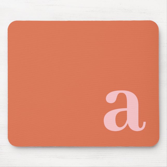 Monogram Bokstav Rosa & Röd Minimalistisk Musmatta (Framsidan)