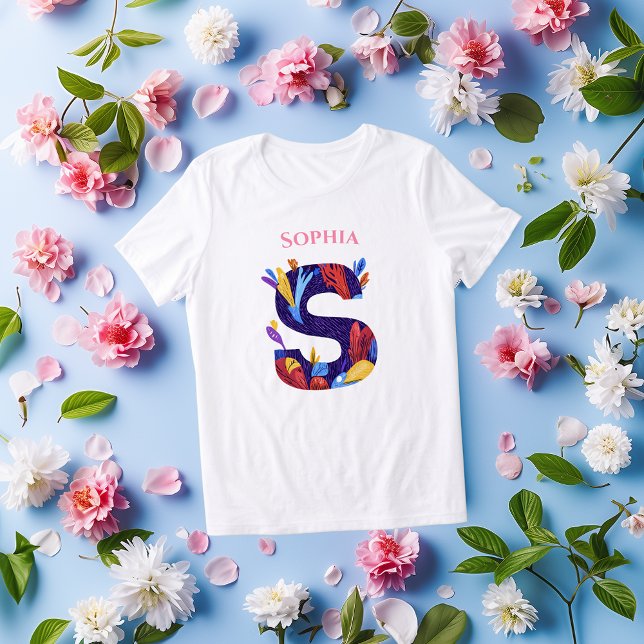 Monogram - Bokstav S Livlig Konstnärlig Födelsedag T Shirt (Skapare uppladdad)