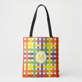 Monogram Bokstav Sommar Strand Nöje Regnbåge Plaid Tygkasse