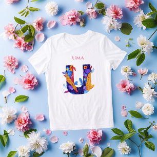 Monogram - Bokstav U Livlig Konstnärlig Födelsedag T Shirt