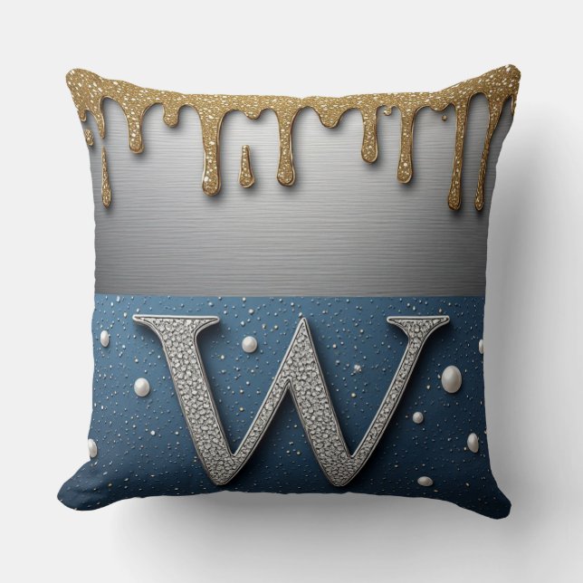 🌸 Monogram Bokstav W Glam Mysig Hemstil 🌸 Kudde (Framsida)